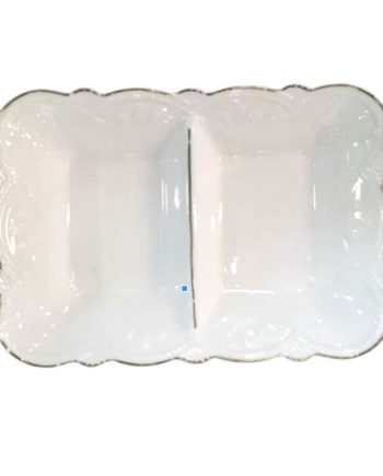 Менажниця порцелянова на 2 секції для закусок 20×14×3.5 (см) тарілка менажниця прямокутна для сервірування Біла 120-YH-HG017