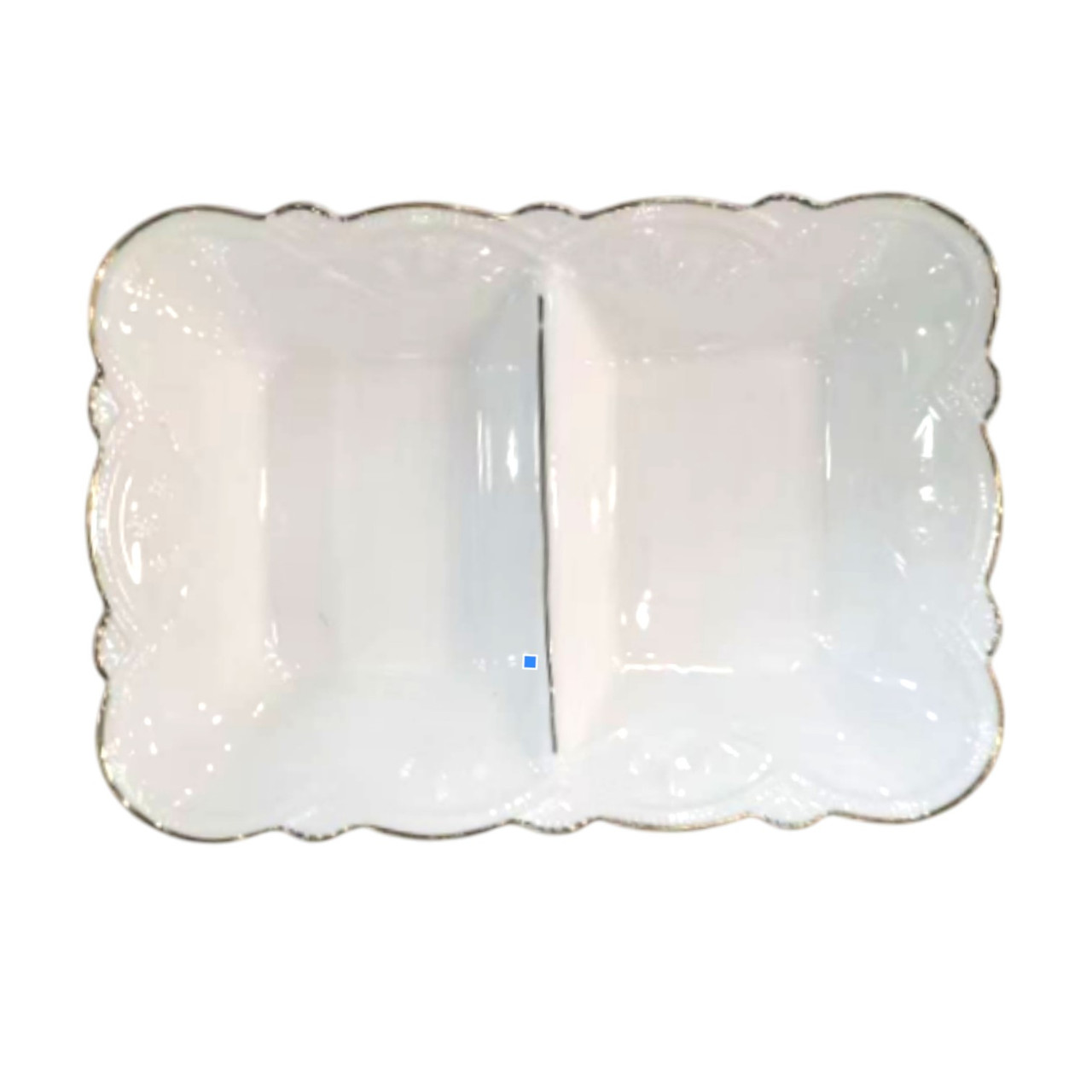 Менажниця порцелянова на 2 секції для закусок 20×14×3.5 (см) тарілка менажниця прямокутна для сервірування Біла 120-YH-HG017