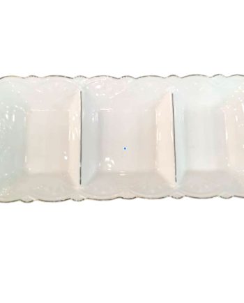 Менажниця порцелянова на 3 секції для закусок 30×14×3.5 (см) тарілка менажниця прямокутна для сервірування Біла 120-YH-HG016