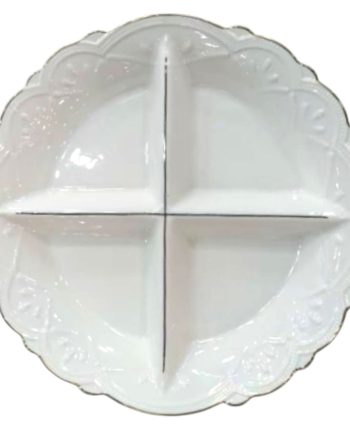 Менажниця порцелянова на 4 секції для закусок Ø 27 (см) тарілка менажниця кругла для сервірування Біла 120-YH-HG033