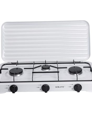 Настільна газова плита на 3 конфорки Sokany 5.5 кВт Біла Lugi SK-6003W