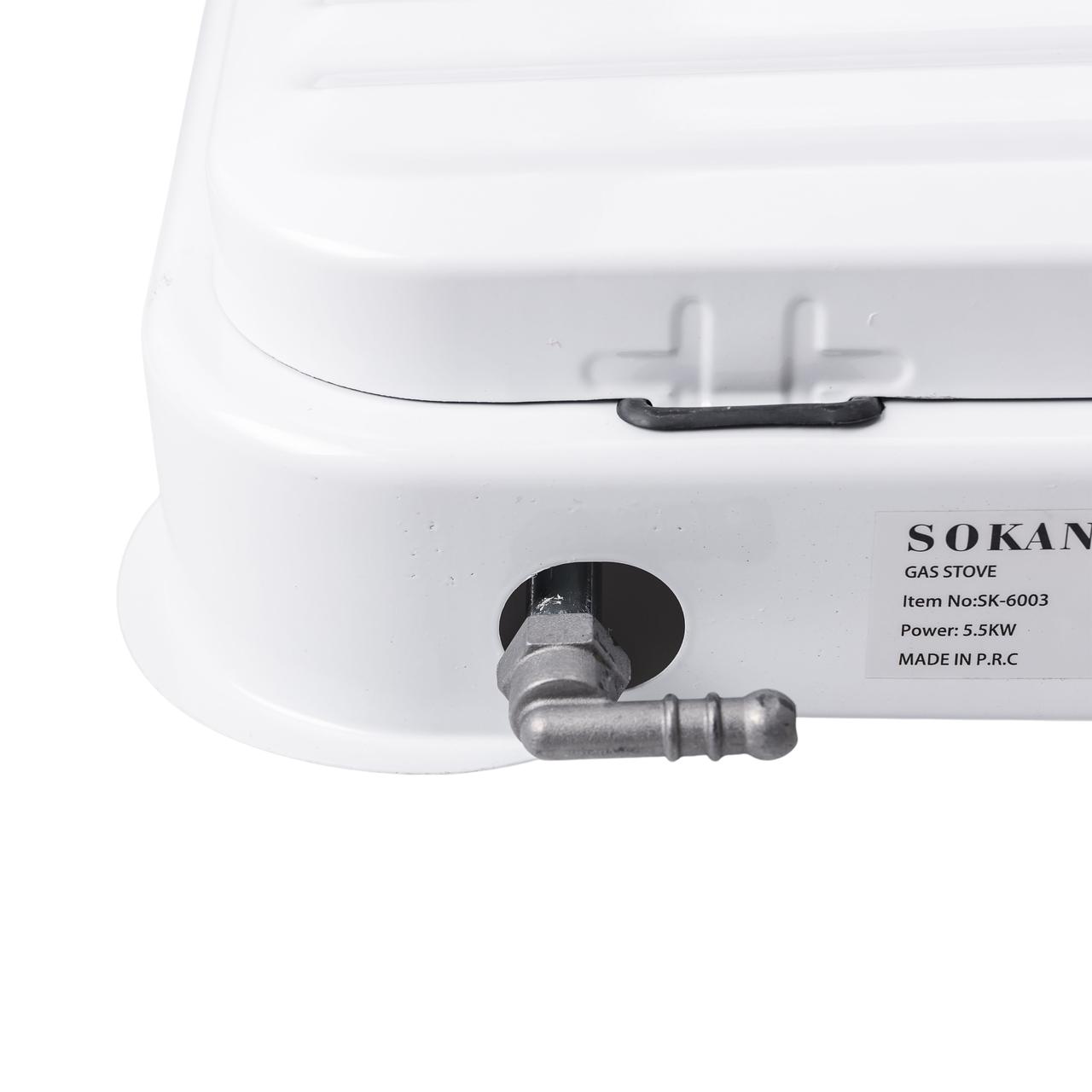 Настільна газова плита на 3 конфорки Sokany 5.5 кВт Біла Lugi SK-6003W