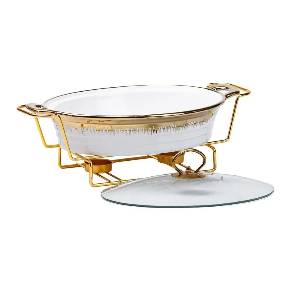 Настільна мармітниця 35х22.5х15.5 см марміт порцелянаовий для других страв 1,5 л HP1026