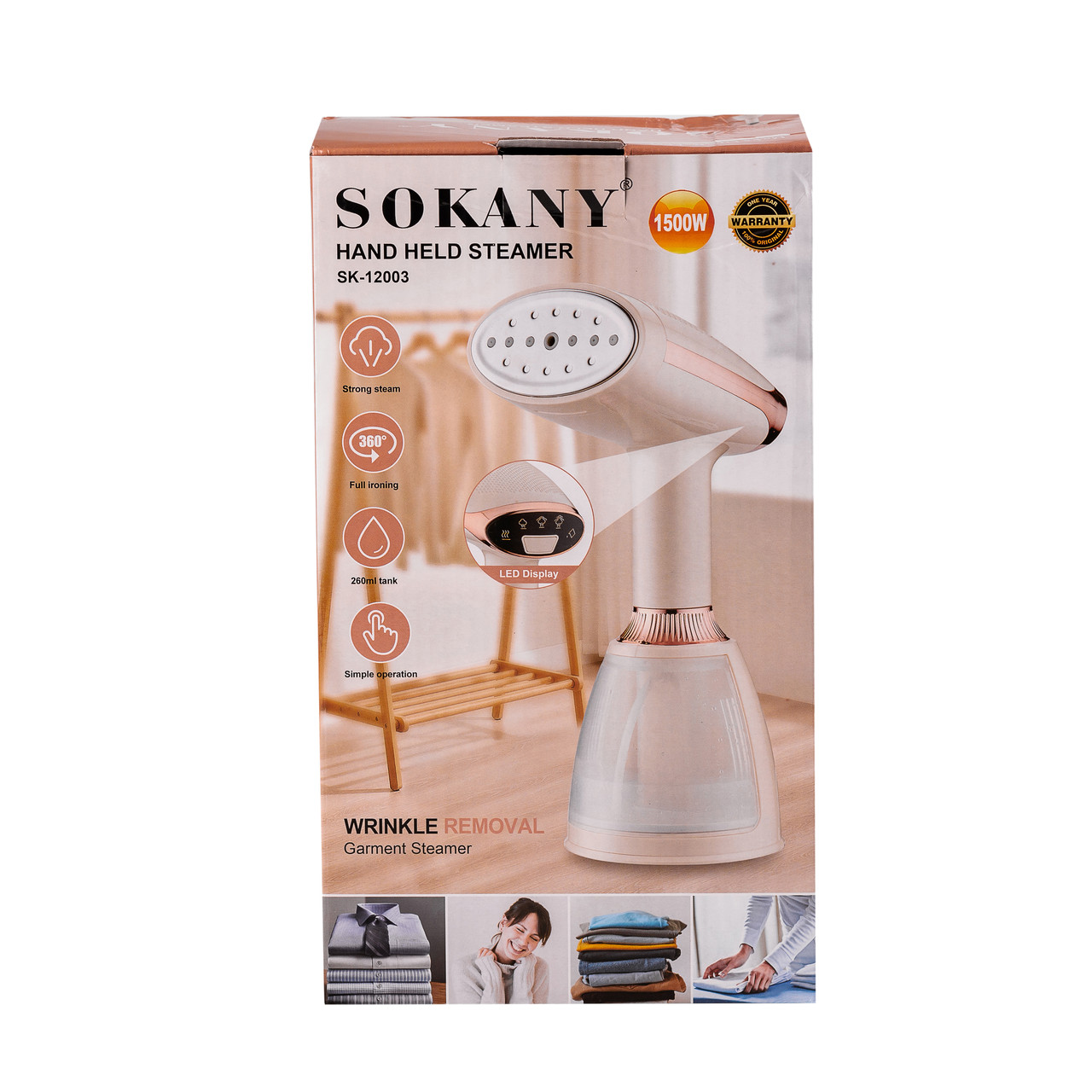 Ручний відпарювач 1500 Вт парогенератор парова праска для тканини Sokany SK-12003