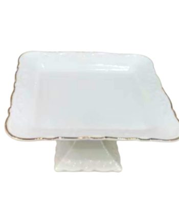 Тортівниця порцелянова на ніжці 20×20 (см) квадратна підставка для торта капкейків тістечок, страва для десертів святковий посуд 120-YH-HG041