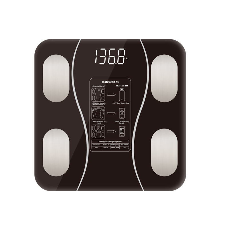 Смарт ваги електронні Sokany 26х26 см  до 180 кг з синхронізацією з телефоном чорні SK-19019B