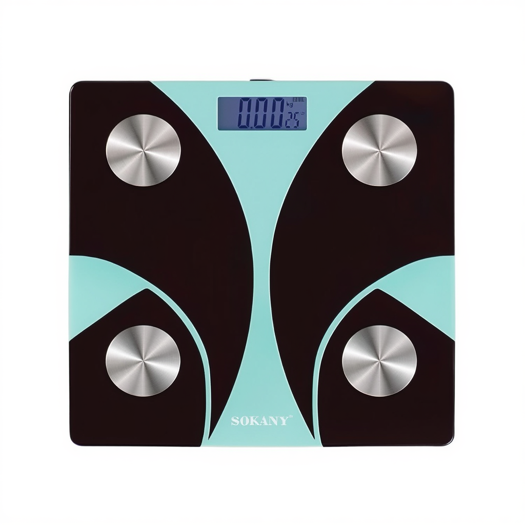 Смарт ваги електронні Sokany 26х26 см до 180 кг з Bluetooth М'ятний SK-19029GR