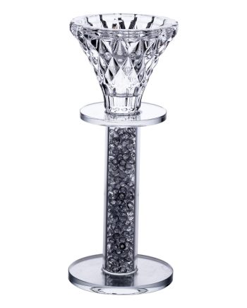 Підсвічник скляний на ніжці 6×15 см декоративний прозорий підсвічник на стіл HP-4-61L