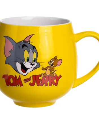 Святкова порцелянова чашка "Веселі Герої" 400 мл, Кружка дитяча із порцеляни на подарунок Жовта FM-13TJ