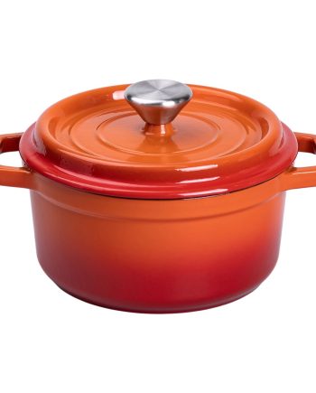Каструля чавунна емальована 2 л з кришкою Ø20 см Помаранчева HP-1-2O