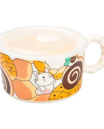 порцелянова бульйонниця 800 мл з пластиковою кришкою Кролик супниця миска для локшини HP7215R