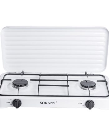 Настільна газова плита на 2 конфорки міні газова плита для балонного газу Біла Sokany SK-6002