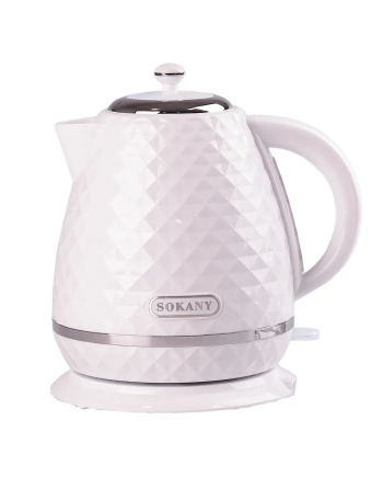 Електрочайник Sokany 1,7 л дисковий з автовідключенням 2200 Вт Білий SK-1032W