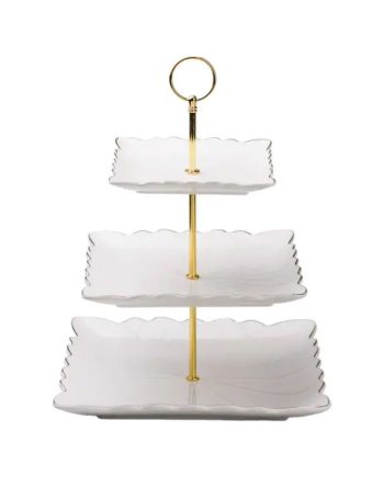 Етажерка для фруктів і десертів 3- ярусна квадратна, біла HP-7-730