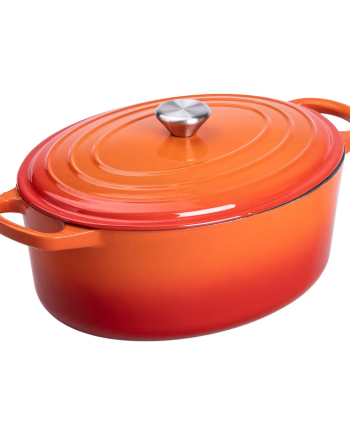 Гусятниця чавунна емальована з кришкою на 6 літрів Ø26 см для всіх типів плит Жовтогаряча HP-1-10-ORANGE