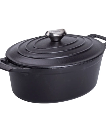 Гусятниця чавунна з кришкою 3 л Ø22 см чорна, каченята казан для тушкування запікання кухонний посуд HP-1-11-BLACK