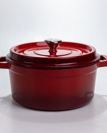 Каструля чавунна 4.5 л емальована з кришкою посуд для тушкування запікання томління кухонна Червона HP-1-19-RED