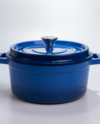 Каструля чавунна 4.5 л емальована з кришкою посуд для тушкування запікання томонія кухонна Синя HP-1-19-BLUE