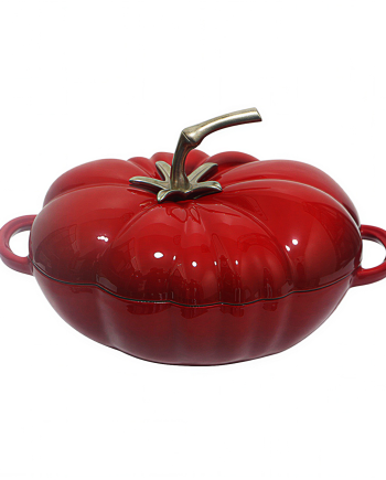 Каструля чавунна Томат 2.5 л емальована з кришкою посуд для тушкування запікання тушкування кухонна Червона HP-1-20-RED