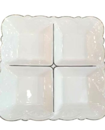 Менажниця порцелянова на 4 секції для закусок 25×25×4 см тарілка менажниця квадратна для сервірування Біла 120-YH-HG015