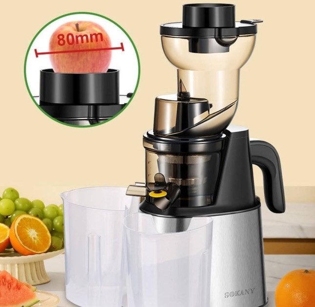 Соковижималка морожениця шнекова електрична Sokany 800 Вт із чашами прес для віджимання соку овочів фруктів SK-01010