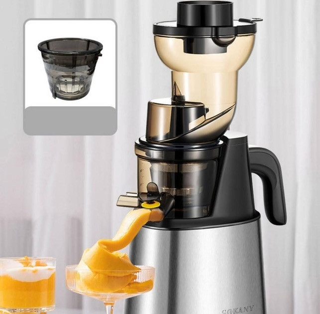 Соковижималка морожениця шнекова електрична Sokany 800 Вт із чашами прес для віджимання соку овочів фруктів SK-01010