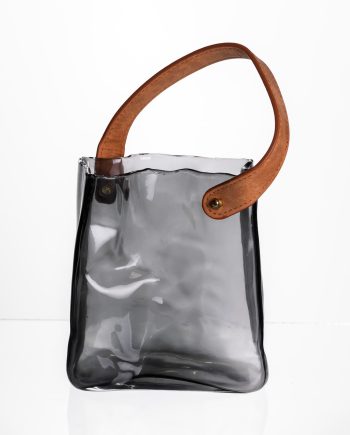 Скляна ваза сумочка з ручкою 13×7×16.5 (см) декоративна ваза для квітів 1 (л) Сірий HP-19-155-2