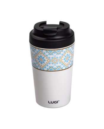 Термочашка Вишиванка з порцелянаовою колбою 380 мл біла HP-14-50W