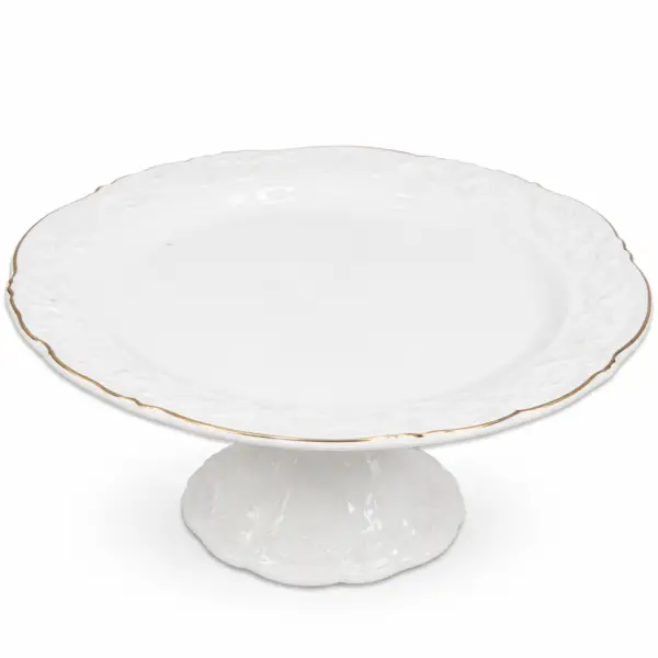 Тортівниця порцелянова на ніжці Ø20 см підставка для торта капкейків тістечок, страва для десертів святковий посуд 120-YH-HG045